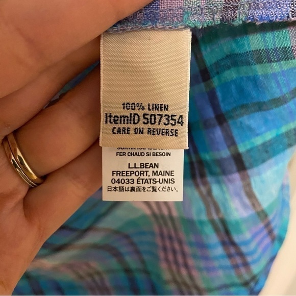 L.L.Bean 100% Linen Premium Washable Linen Long Tunic Top Plaid Small - Picture 9 of 11